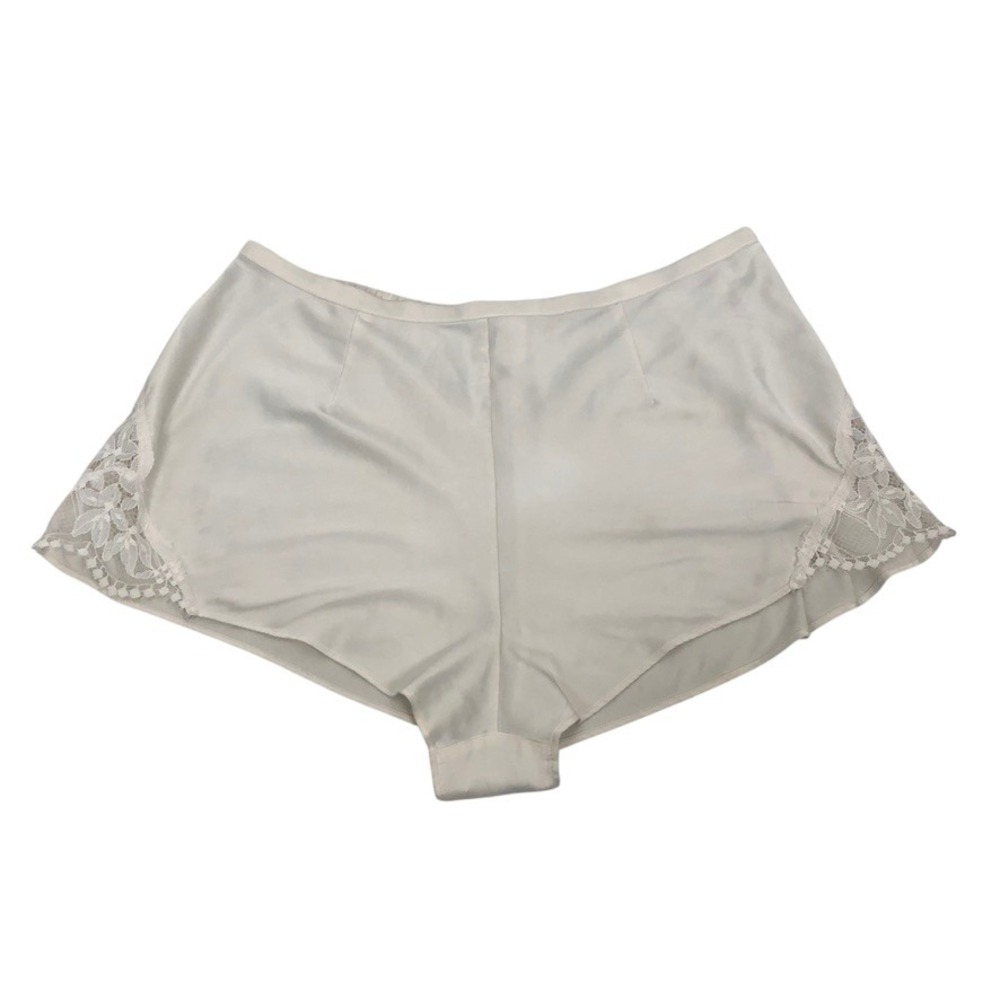 Victorias Secret Lace Trim Satin Pajama Shorts Size M Ivory Y2K Lingerie Sleep